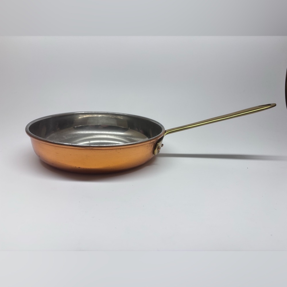 Copral Copper Lined Brass Handle Sauté Pan Made In Portugal 8.5” Width, 2” Depth